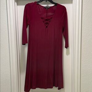 Living Doll Red A-Line V-Neck Dress